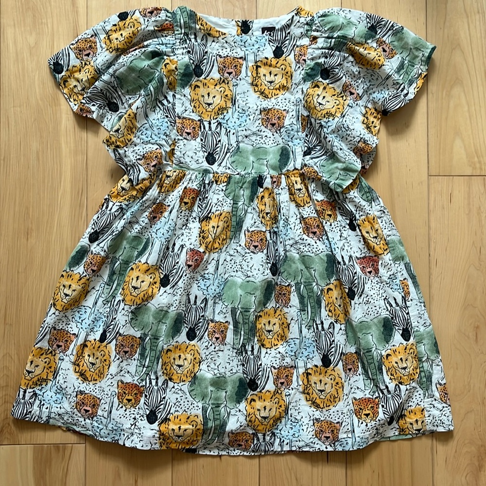 Tea Collection Butterfly Sleeve Twirl Dress in Safari Toile